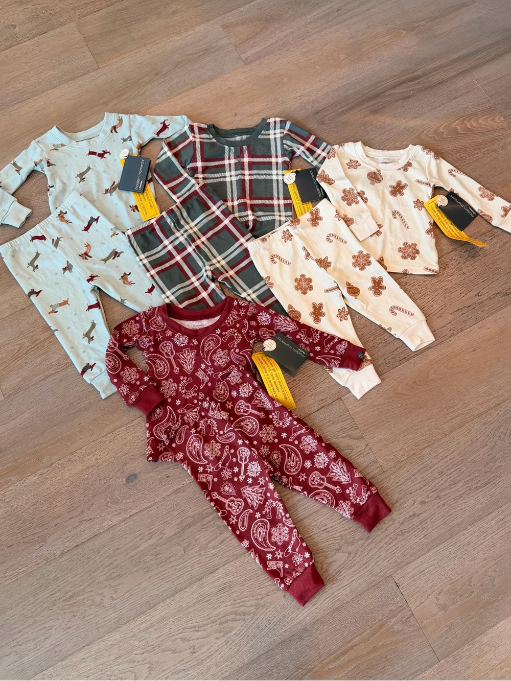 NWT Set of 4 Modern Moments Holiday Baby Pajama Bundle 12m